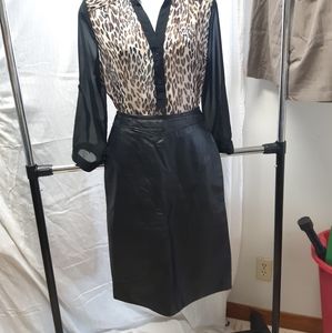 Vintage 1990's PELLE CUIR leather pencil skirt